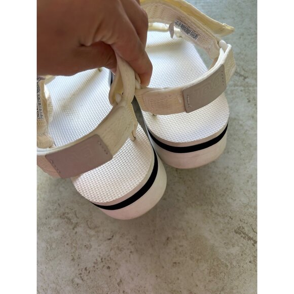Teva Womens Sz 8 Platform Sandals Ivory White Adjustable Straps - Picture 6 of 9